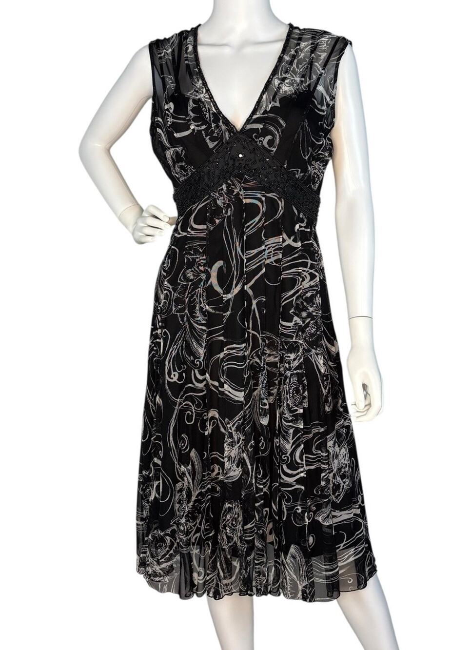 Vtg ECI Midi Dress Empire Waist Sleeveless Mesh Size 6 Y2k Whimsigoth Fairy